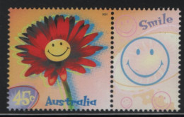 Australia 2001 MNH Sc 1955 45c Smiling Flower + Label - Ongebruikt