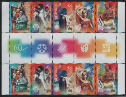 Australia 2000 MNH Sc 1812a 45c Arts Festivals Gutter Block Of 2 Strips Of 5 - Ungebraucht