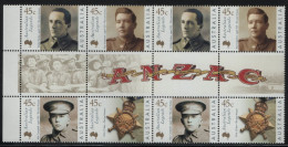 Australia 2000 MNH Sc 1803a 45c WWI Veterans Gutter Block Of 8 - Ongebruikt