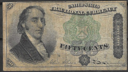 1869 Usa U.s.a. UNITED STATES OF AMERICA  50 Cent Fourth Issue Fractional Currency Note Green Seal FR#1379 - 1874-1875 : 5. Ausgabe