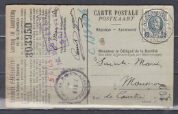 Postkaart Van Reckem (VL) (sterstempel) Naar Mouscron - Postmarks With Stars