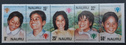 Nauru, Série Complète YT 198/202 Neuve **, Enfants En Bande De 5. Cote 2.50 € - Nauru