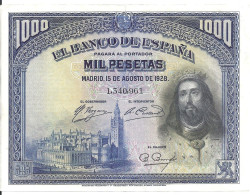 ESPAGNE 1000 PESETAS 1928 VF+ P 78 - 1000 Peseten