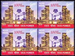 India 2016 MNH Blk Of 4, Tata Power, Electricity, Solar Energy, Wind Mills - Electricity