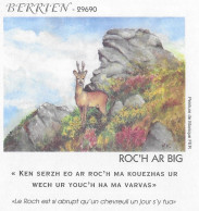 LANGUE BRETONNE, BERRIEN FINISTERE, ROCH AR BIG, UN CHEVREUIL, PAP ENTIER POSTAL FLAMME HUELGOAT NORD FINISTERE, A VOIR - Andere & Zonder Classificatie