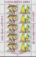 AUSTRALIA 1998 (WWF) ENDANGERED SPECIES,BIRDS "OVERPRINTED CONGRESS 2001 35th ANNIV OF TURAL HUNGARIAN PHIL SOCIETY  MNH - Blocks & Sheetlets