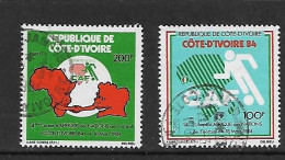 COTE D'IVOIRE 1984 FOOTBALL   YVERT N°678/679  OBLITERE - Africa Cup Of Nations