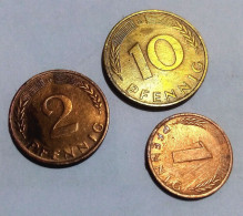 1, 2, 10 Pfennig Allemagne / Gemany 1966 - Agouz - Colecciones