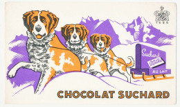 Buvard 21.9 X 13 Chocolat SUCHARD  Milka Au Lait Depuis 1826  Luge  Chien Saint Bernard - Chocolat