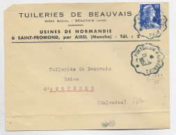 MULLER 20FR LETTRE CONVOYEUR BLEU PONTORSON A COUTANCES 21.9.1957 PEU COMMUN EN BLEU - 1955-1961 Marianne De Muller