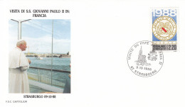 FRANCE Cover 10-26,popes Travel 1988 - Papi