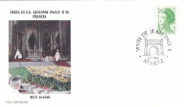 FRANCE Cover 10-27,popes Travel 1988 - Papi