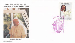 ZAMBIA Cover 10-40,popes Travel 1989 - Papi