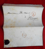 Lettre Manuscrite, 1841. Sceau De Cire. Oblitération Bruges. Décès Hortense Vander Gracht D'Eeghem à Gand - Décès