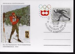 AUTRICHE    FDC  Carte  Jo   1964  Ski Tir Biathlon - Tir (Armes)