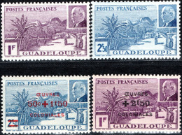 GUADALUPA, GUADELOUPE, MARESCIALLO PETAIN, 1941-1944, FRANCOBOLLI NUOVI (MNH**) Scott:FR 157,158,B11A,B11B - Gebraucht