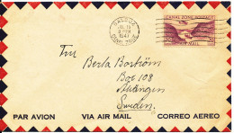 Canal Zone Air Mail Cover Sent To Sweden 15-7-1947 Single Franked - Jordanie