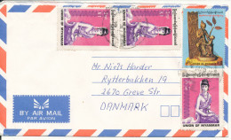 Myanmar Air Mail Cover Sent To Denmark Topic Stamps - Myanmar (Birmanie 1948-...)