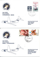 Denmark - Belarus SAS First DC-9 Flight Copenhagen - Minsk 26-8-1996 And Return 2 Covers - Storia Postale