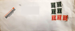 India 2024 4 X Rs.5 + 3 X Rs.2 = 9 Government Of India Official Stamps Franked On Registered Speed Post Cover Per Scan - Timbres De Service