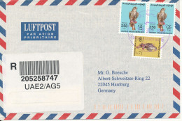 UAE Dubai Registered Air Mail Cover Sent To Germany 16-7-1992 BIRD Stamps - Dubai