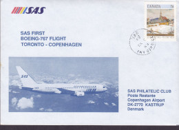 Canada First SAS BOEING-767 Flight TORONTO-COPENHAGEN 1989 Cover Brief Lettre KØBENHAVN LUFTHAVN (Arr.) - First Flight Covers