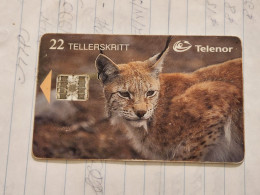 Norway-(N-112)-Gaupe / Lynx-(22 Tellerskritt)-(68)-(C83023147)-used Card+1card Prepiad Free - Noruega
