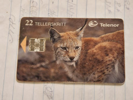 Norway-(N-112)-Gaupe / Lynx-(22 Tellerskritt)-(68)-(C83023147)-used Card+1card Prepiad Free - Norvegia