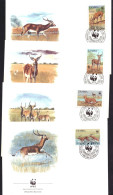 Zambia 438 T/m 441 FDC WWF WNF Animals Nature (1987) - Zambie (1965-...)