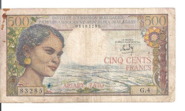 MADAGASCAR 500 FRANCS ND1966 VF P 58 - Madagascar