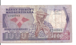 MADAGASCAR 1000 FRANCS ND1983-87 VF P 68 - Madagaskar