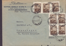 Poland BALTICA SHIPPING AGENCY MORSKA Ltd. SZCZECIN 1950 Cover Brief To Denmark 4-Block, Pair & Single - Cartas & Documentos