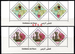 Tunisia 2023- Flowers Distillation(strip Of 3) MNH**// Distillation Des Fleurs-2 Bandes De 3 Valeurs- Neufs - Piante Medicinali