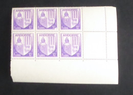 ANDORRE - 1944-46 - N°YT. 93 - Armoiries 10c Violet -  Bloc De 6 Bord De Feuille - Neuf Luxe** / MNH - Unused Stamps