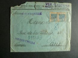 H2 - Bresil - Lettre Recommandée (enveloppe Vide) De Sao Paulo Vers Paris Via Santos Sur S/S Massilia - Registrada - Cartas & Documentos