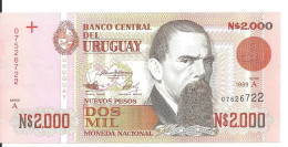 URUGUAY 2000 NUEVOS PESOS 1989 UNC P 68 - Uruguay