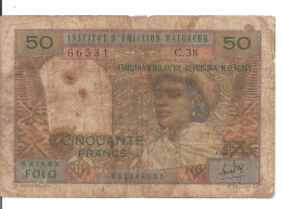 MADAGASCAR 50 FRANCS ND1969 VG++ P 61 - Madagascar