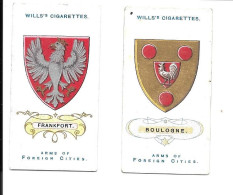 CK72 - CARTES CIGARETTES WILLS - BLASON DES VILLES D' EUROPE - FRANCFORT - BOULOGNE SUR MER - Wills