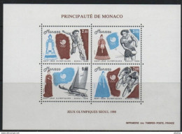 (alm) MONACO  BF JO SEOUL 1988 XX MNH TENNIS DE TABLE VOILE CYCLISME BICI CYCLE - Tennis De Table