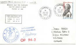 ANTARTIDA ANTARCTIC TAAF MARION DUFRESNE 1993 PORT AUX FRANÇAIS OP 94-2 - Expéditions Antarctiques