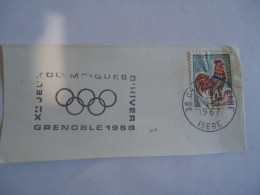 FRANCE    POSTMARK AND  EMBLEM  OLYMPIC GAMES GRENOBLE  1968 - Hiver 1968: Grenoble