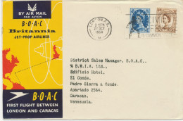 GB 1958 First Flight British Overseas Airways Corporation (BOAC - Existed From 1939 To 1974) With Britannia Jet-Prop - Stamped Stationery, Airletters & Aerogrammes