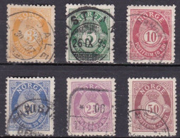 NO006B – NORWAY – 1893-1908 – POST HORN Perfs 13½ X 12 ½ – SC # 49a-57a USED 95 € - Gebruikt