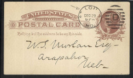 ETATS UNIS Ca.1880: CP Entier De 1c De St Louis (Mo) à Arapahoe (Neb.) Avec Fancy Cancel "circled D" - ...-1900