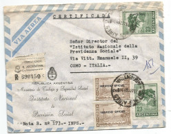 Argentina Servicio Oficial TRATADOS RECIPROCIDAD Reg.AirrmailCV B.Aires 25apr1966 X Italy With 4v Overprinted - Servizio