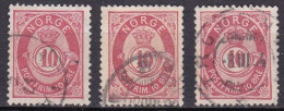 NO005U – NORVEGE - NORWAY – 1882-90 – POST HORN – SC # 40/40a/40b USED - Oblitérés