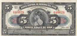 CRBX0321 BILLETE PERU 5 SOLES DE ORO 1941 MBC - Other - America