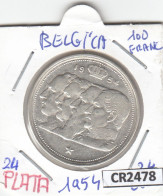 CR2478 MONEDA BELGICA 100 FRANCOS 1954 PLATA - Andere - Europa