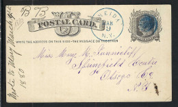 ETATS UNIS Ca.1877: CP Entier De 1c De Oneida (N.Y.) à Otsego (N.Y.) Avec Fancy Cancel "blue Circled Killer " - ...-1900