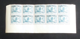 KOUANG-TCHEOU - 1937 - N°YT. 97 - Jonque 1/10c Bleu-vert - Bloc De 10 Bord De Feuille - Neuf Luxe** / MNH - Neufs